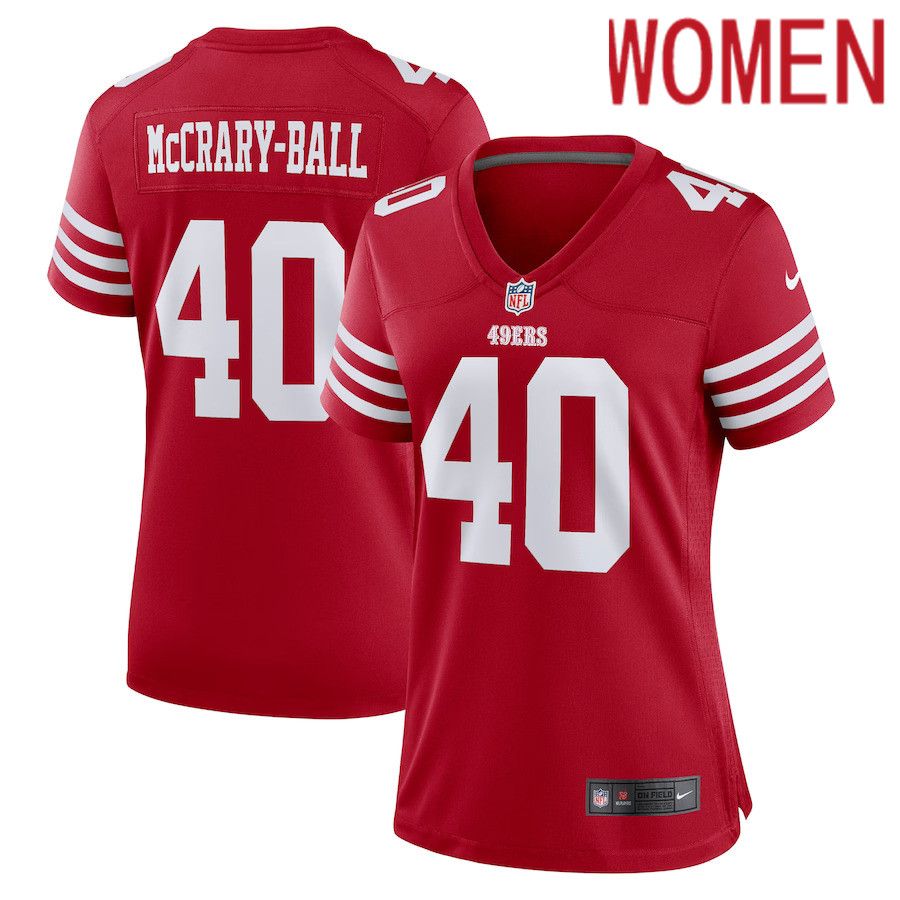 Women San Francisco 49ers #40 Marcelino McCrary-Ball Nike Scarlet Game Player NFL Jersey->women nfl jersey->Women Jersey